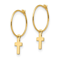Madi K Kid's 14k Endless Hoop w/Small Cross Earrings ,