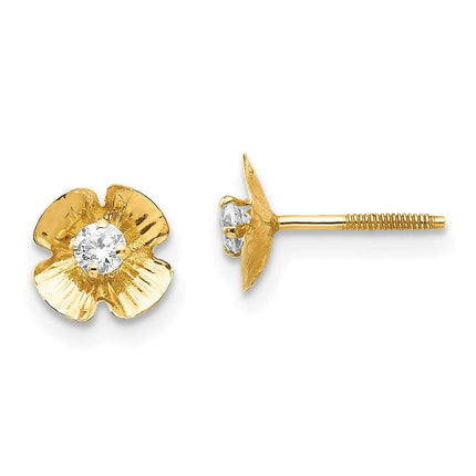 Madi K Kid's 14k Flower 2.5mm CZ Post Earrings ,