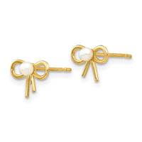 Madi K Kid's 14k FW Cultured Pearl Bow Post Earrings ,