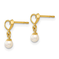 Madi K Kid's 14k FW Cultured Pearl Heart Dangle Post Earrings ,
