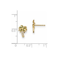 Madi K Kid's 14k Green & Clear CZ Palm Tree Post Earrings ,