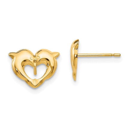 Madi K Kid's 14k  Heart Dolphins Post Earrings ,