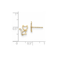 Madi K Kid's 14k   Kitten w/CZ Tail Post Earrings ,
