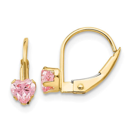 Madi K Kid's 14k Leverback 4mm Pink CZ Earrings ,