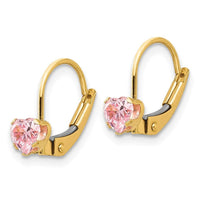 Madi K Kid's 14k Leverback 4mm Pink CZ Earrings ,
