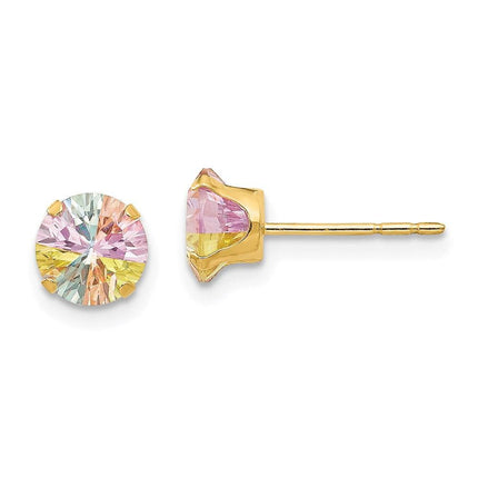 Madi K Kid's 14k  Multi-color CZ 6mm Post Earrings ,