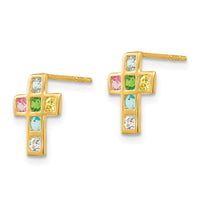 Madi K Kid's 14k Multi-colored CZ Cross Post Earrings ,