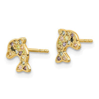 Madi K Kid's 14k Multi-colored CZ Dolphin Post Earrings ,