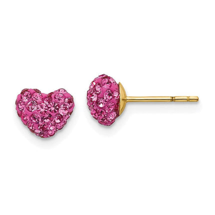Madi K Kid's 14k Pink Crystal Heart Post Earrings ,