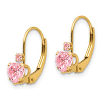 Madi K Kid's 14k Pink CZ Heart Leverback Earrings ,