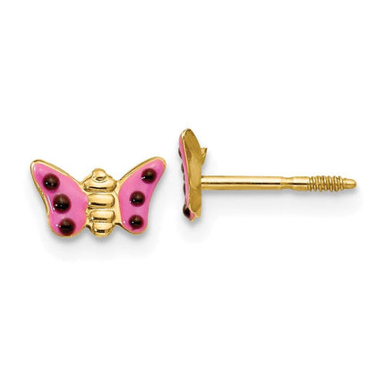 Madi K Kid's 14k Pink Enameled Butterfly Earrings ,