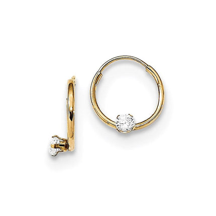 Madi K Kid's 14k Polished 2mm CZ on Small Endless Hoops ,