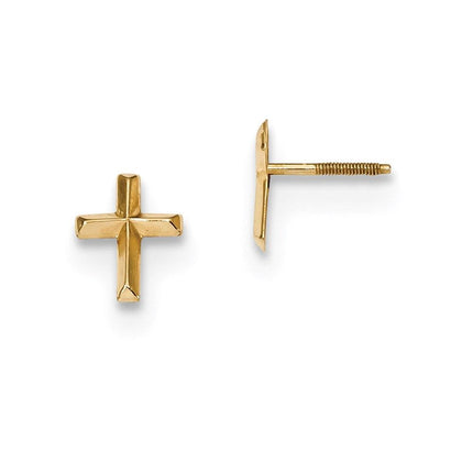 Madi K Kid's 14k Polished 3D Cross Post Earrings ,