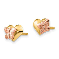 Madi K Kid's 14k Polished & Rhodium Butterfly Heart Screwback Earrings ,