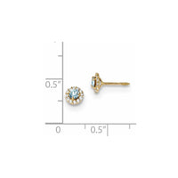Madi K Kid's 14k  Polished Blue and Clear CZ Post Earrings ,