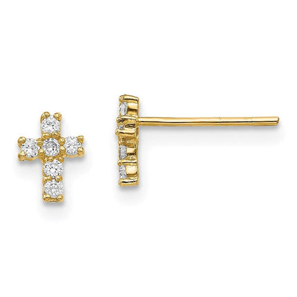 Madi K Kid's 14K Polished CZ Cross Post Earrings ,