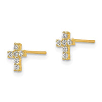 Madi K Kid's 14K Polished CZ Cross Post Earrings ,