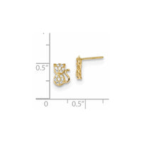 Madi K Kid's 14k  Polished CZ Sitting Cat Screwback Post Earrings ,