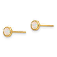 Madi K Kid's 14K Polished Lab Created Opal Bezel Post Earrings ,