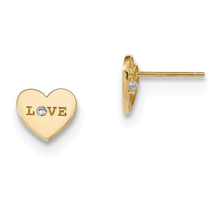Madi K Kid's 14k Polished Love CZ Heart Post Earrings ,