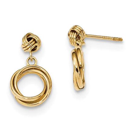 Madi K Kid's 14k Polished Love Knot with Small Fancy Dangle Post Earrings ,