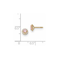 Madi K Kid's 14k Polished Pink and Clear CZ Screwback Post Earrings ,