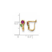 Madi K Kid's 14k Polished Red & Green CZ Flower Hoops ,