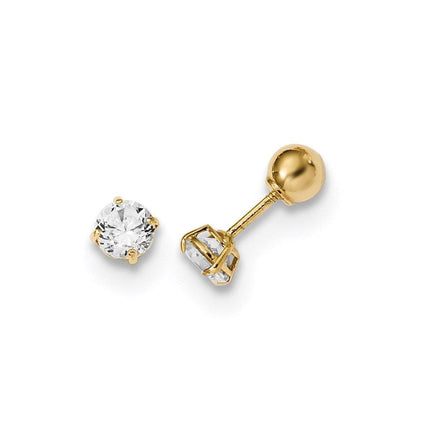 Madi K Kid's 14k Polished Reversible Ball and CZ Earrings ,