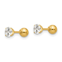 Madi K Kid's 14k Polished Reversible CZ & 4mm Ball Earrings ,