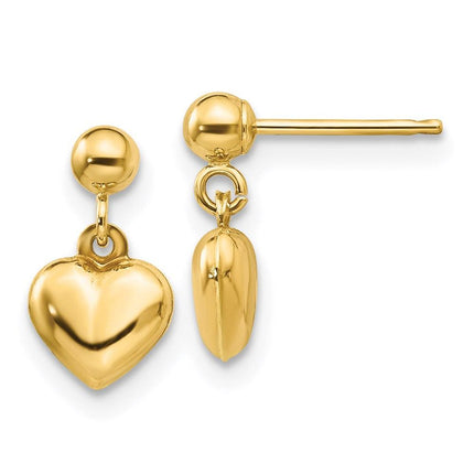 Madi K Kid's 14k Puffed Heart Dangle Earrings ,