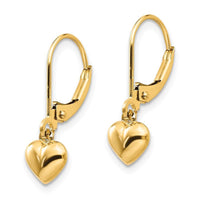 Madi K Kid's 14k  Puffed Polished Heart Drop Leverback Earrings ,