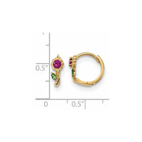 Madi K Kid's 14k Red & Green CZ Hinged Hoop Earrings ,