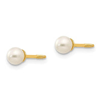 Madi K Kid's 14k  Reversible 3.75-4mm FW Cultured Pearl & Gold Bead Earrings ,