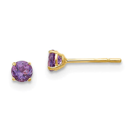 Madi K Kid's 14k Round Amethyst 3mm Post Earrings ,