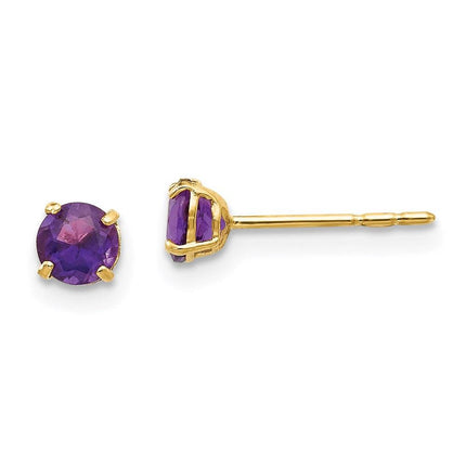Madi K Kid's 14k Round Amethyst 4mm Post Earrings ,