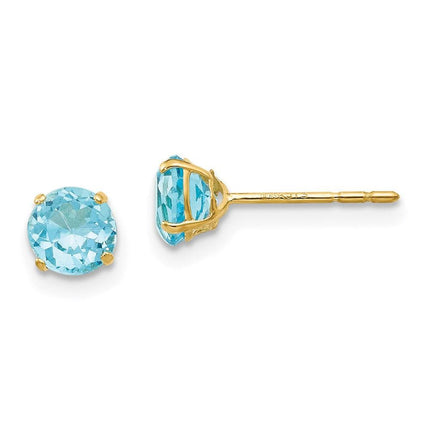 Madi K Kid's 14k  Round Blue Topaz 5mm Post Earrings ,