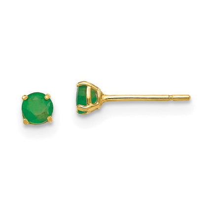 Madi K Kid's 14k Round Emerald 3mm Post Earrings ,