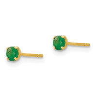 Madi K Kid's 14k Round Emerald 3mm Post Earrings ,