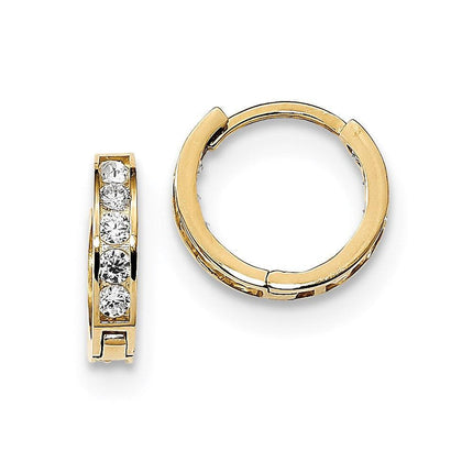 Madi K Kid's 14k  Round/Square CZ Reversible Hinged Hoop Earrings ,