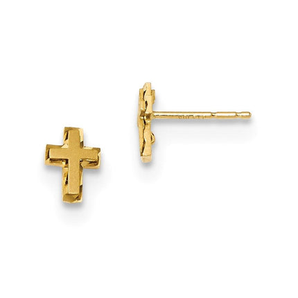 Madi K Kid's 14k Satin & Polished Diamond-cut Cross Post Earrings ,