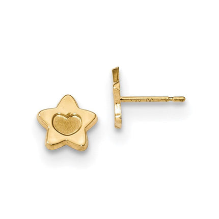 Madi K Kid's 14k Satin and Polished Heart in Star Post Earrings ,