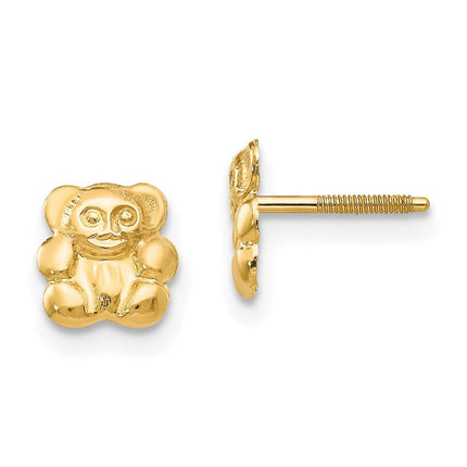 Madi K Kid's 14k Teddy Bear Screwback Earrings ,
