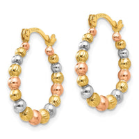 Madi K Kid's 14K Tri-color Beaded Hoop Earrings ,