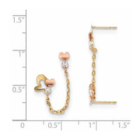 Madi K Kid's 14k Two-tone CZ Double Post w/Chain Heart Earring ,