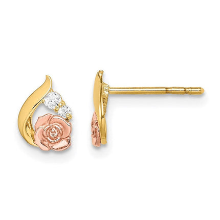 Madi K Kid's 14k Two-Tone CZ Flower Post Earrings ,