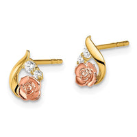 Madi K Kid's 14k Two-Tone CZ Flower Post Earrings ,