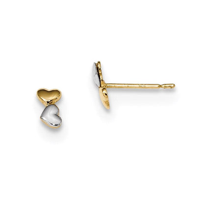 Madi K Kid's 14k Two-tone Double Heart Post Earrings ,