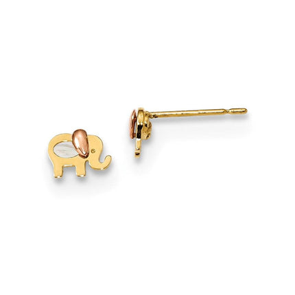 Madi K Kid's 14k Two-tone MOP Elephant Post Earrings ,