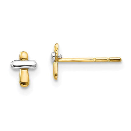 Madi K Kid's 14K Two-tone Polished Cross Post Earrings ,