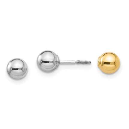 Madi K Kid's 14k Two-tone Reversible 5mm Ball Screw Earrings ,